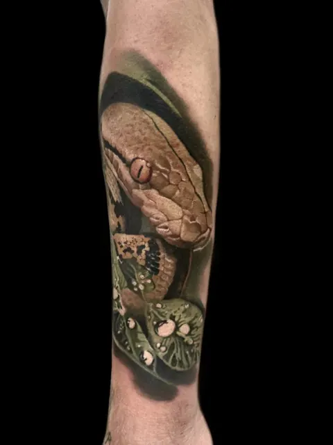 Tatouage de serpent en Color Realism sur l’avant-bras
